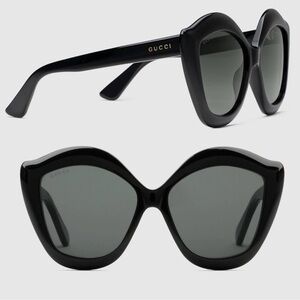 Gucci GG0117S 001 53 Black Cat Eye Sunglasses
